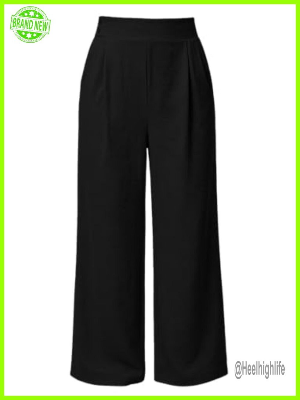 Womens Plus Size Wide Leg Palazzo Pants High Rise Elastic Waist Pleated